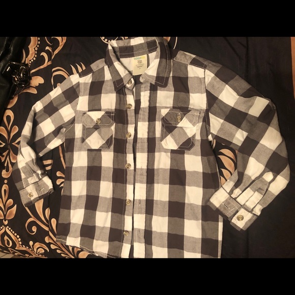 Little Boys Brown & White Button Up Flannel 5T - Picture 2 of 6